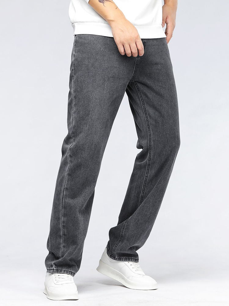 Men'S Fashion Grey Jeans - Erkek Kore Modası Bol Paça Kot
