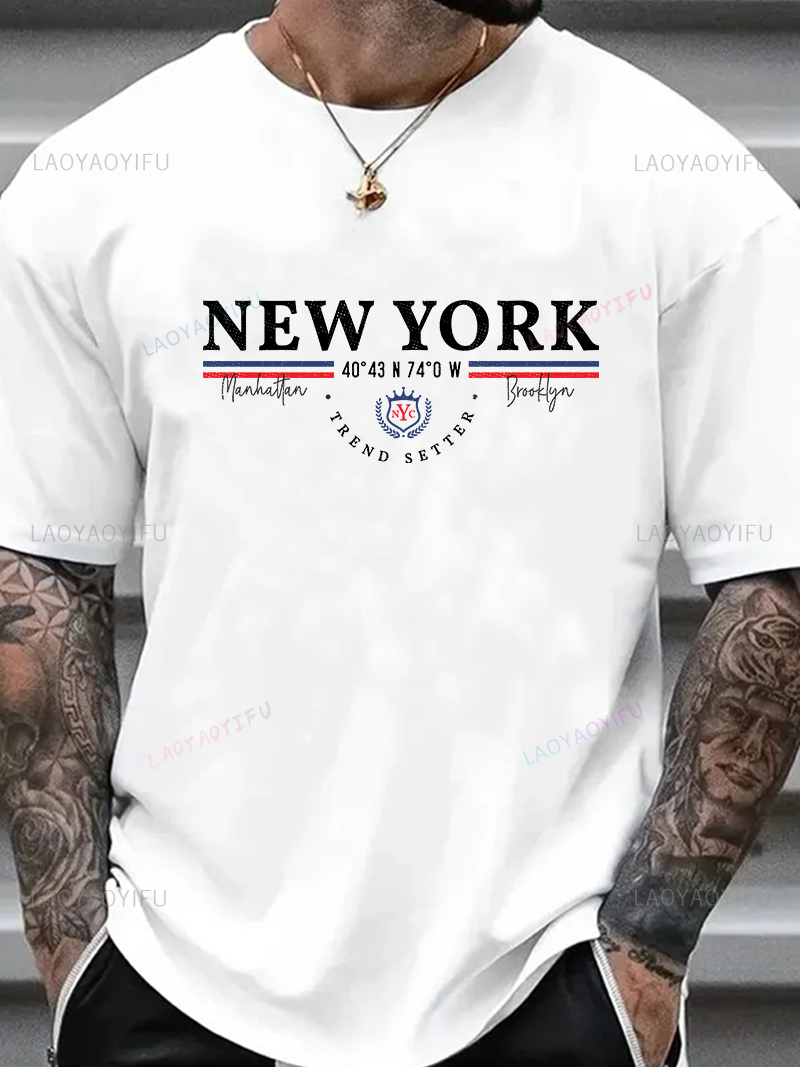 Men'S Fashion New York - New York Letter Grafikli Tişört Unisex