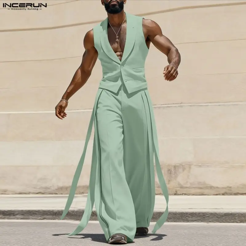 Mens Fashion Summer - INCERUN Erkek Takımları Düz Renk V