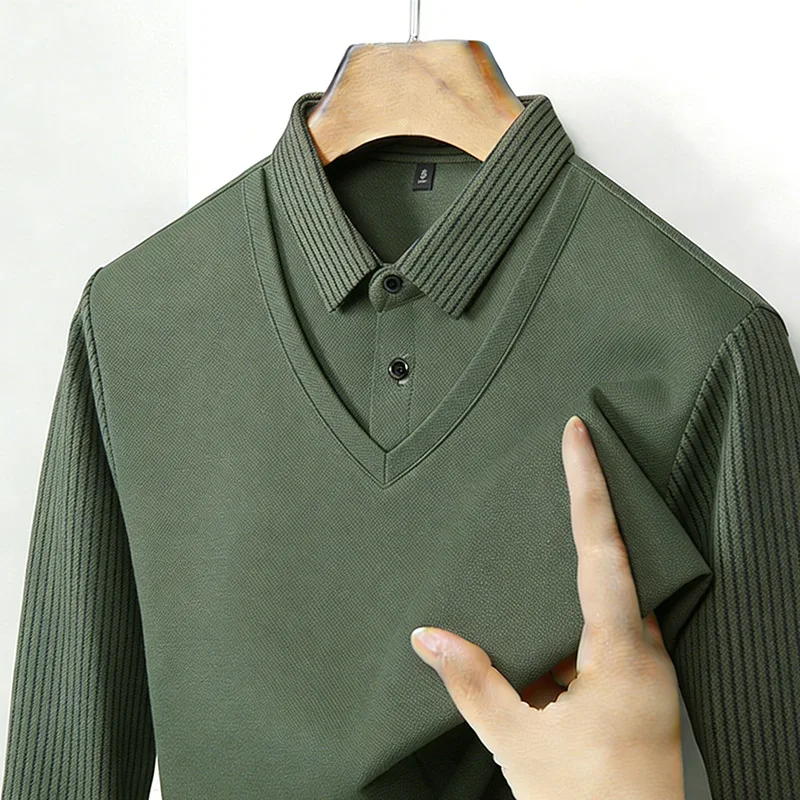 Mens Fashion Clothes - Erkek Sahte İki Parçalı Gömlek Yaka