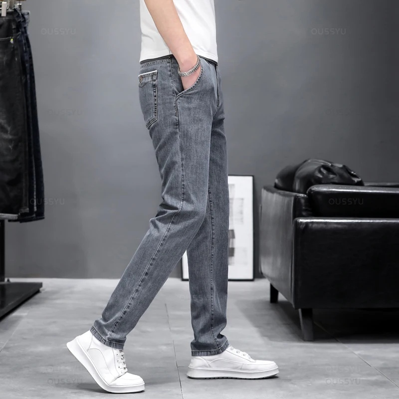Men'S Fashion Grey Jeans - Sonbahar Koleksiyonu, Esnek, Dar Kesim, Şık