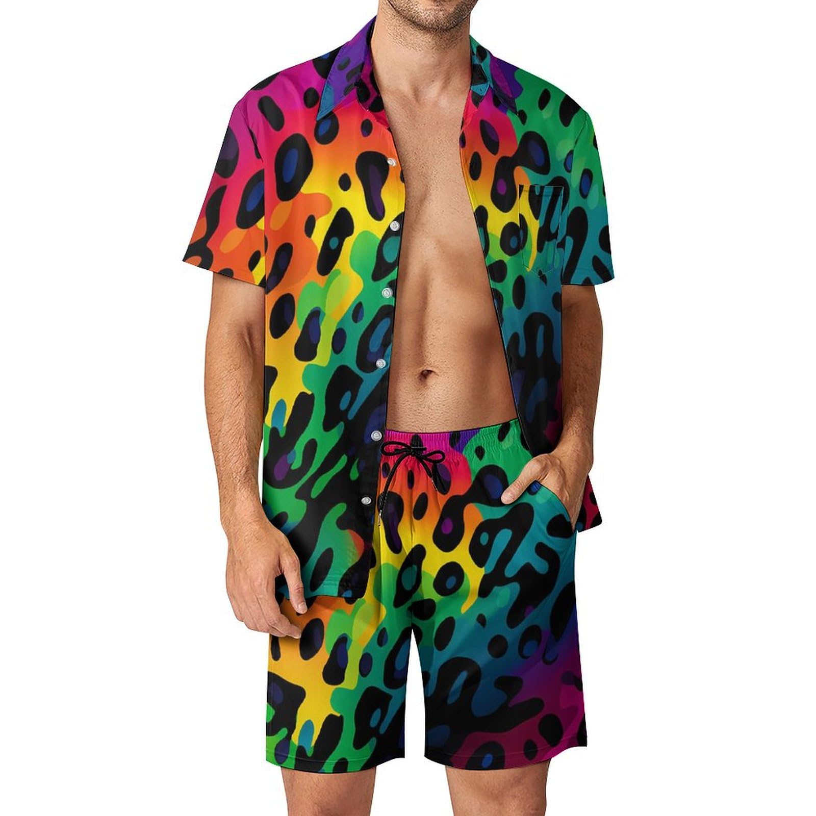 Mens Fashion Clothes - Yazlık Düzensiz Geometrik 3D Baskılı Erkek