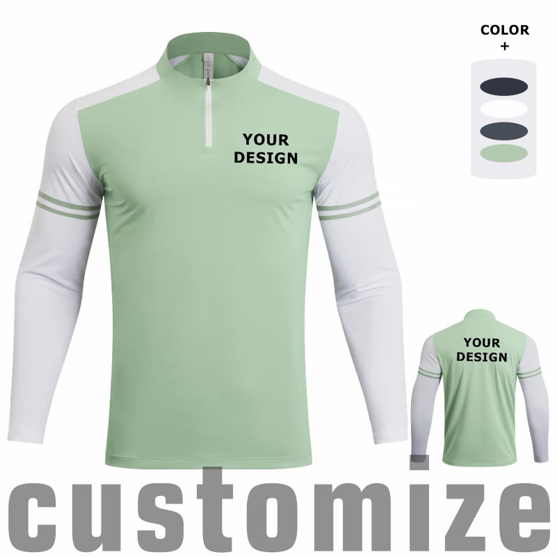 Men'S Fashion T Shirts - Özel Tasarım Uzun Kollu Yarım Fermuarlı