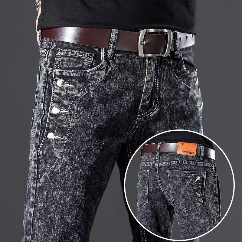 Men'S Fashion Grey Jeans - Klasik Ince Vintage Moda erkek Tasarımcı