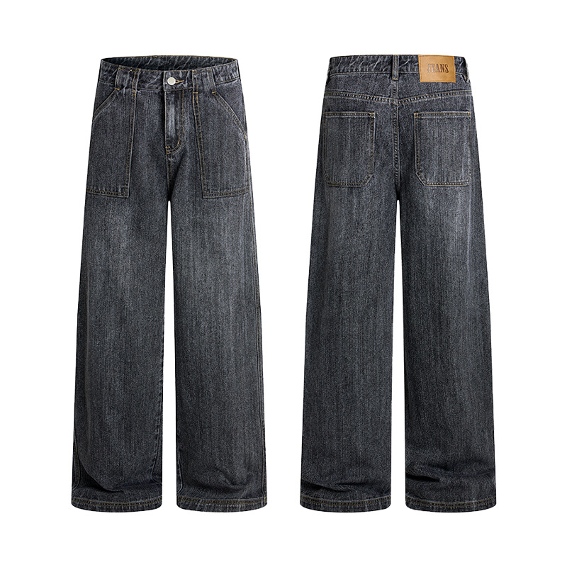 Men'S Fashion Grey Jeans - Vintage Yeni Moda erkek Gevşek Düz