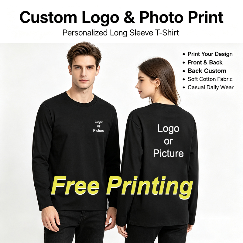 Men'S Fashion T Shirts - Özelleştirilmiş Pamuklu Uzun Kollu T-shirt Erkek
