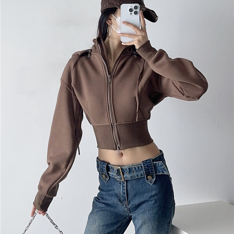 Kadın Kırpılmış Kapüşonlu Swea - Mens Fashion Zip Up Hoodies incelemesi ve fiyatı