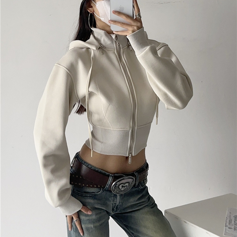 Kadın Kırpılmış Kapüşonlu Swea - Mens Fashion Zip Up Hoodies incelemesi ve fiyatı