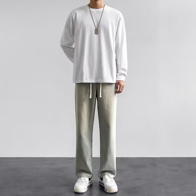 Kore Tarzı Sokak Modası Yeni M - Men'S Fashion Grey Jeans incelemesi ve fiyatı