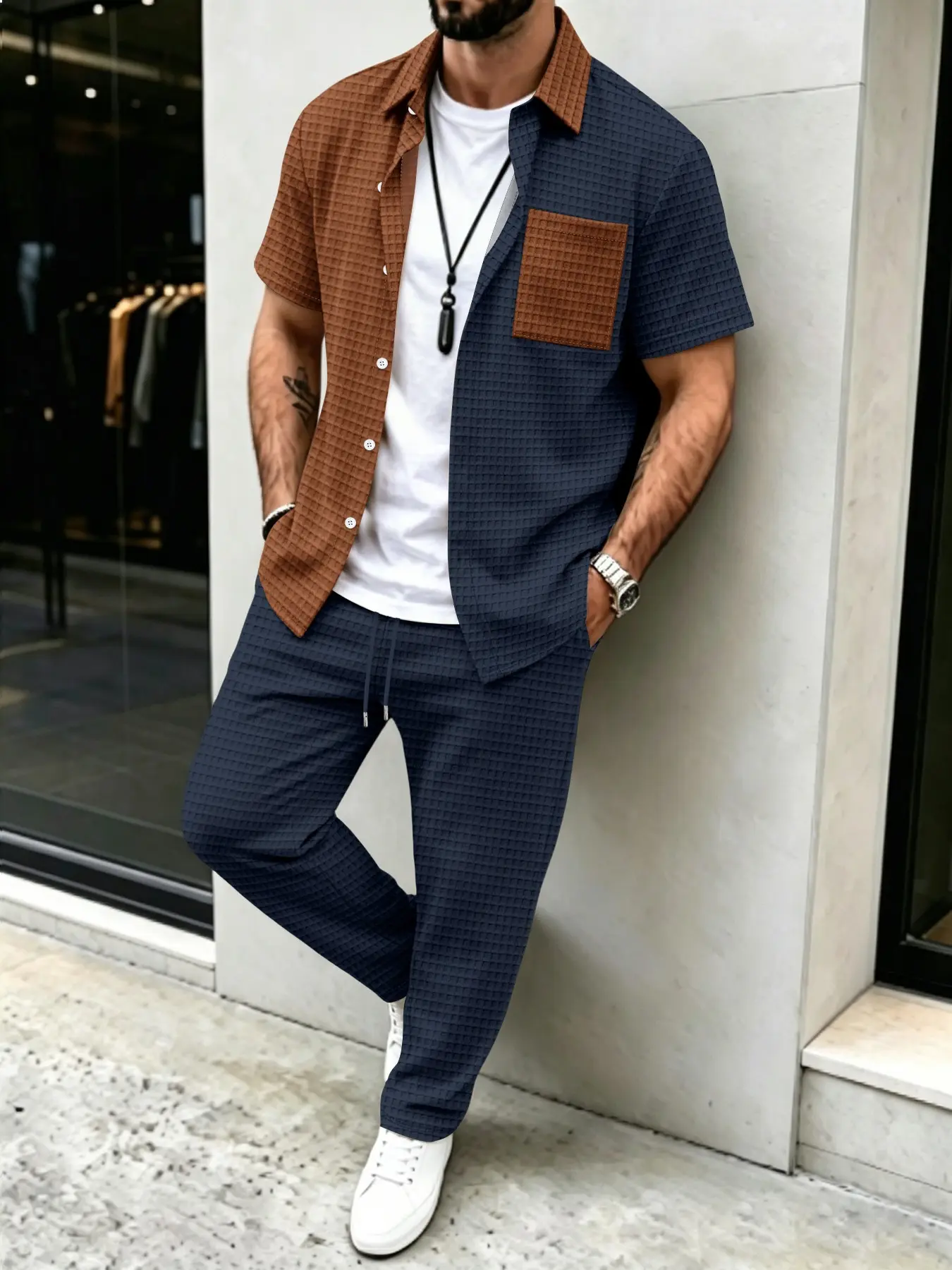 Erkek Düz Waffle Desenli Günlü - Mens Fashion Clothes incelemesi ve fiyatı