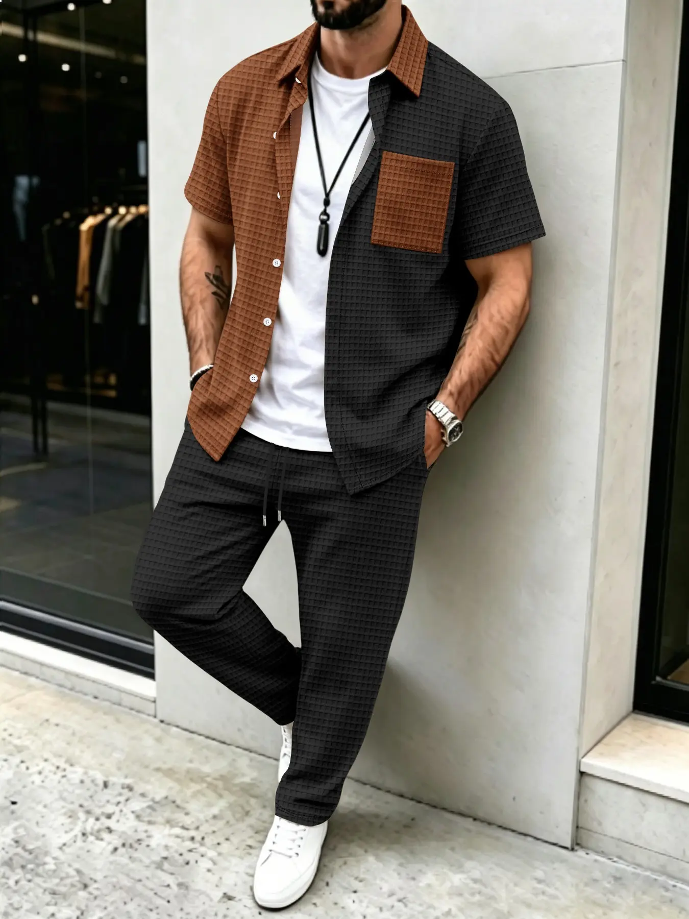 Erkek Düz Waffle Desenli Günlü - Mens Fashion Clothes incelemesi ve fiyatı