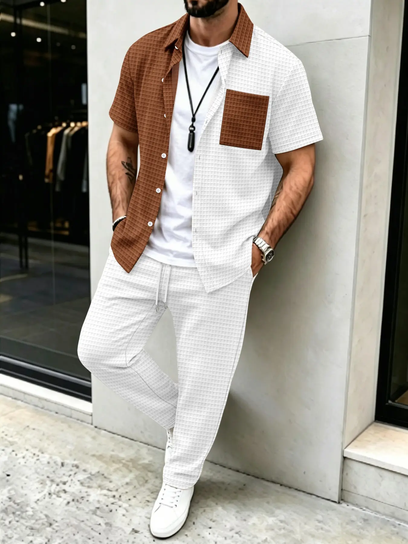 Erkek Düz Waffle Desenli Günlü - Mens Fashion Clothes incelemesi ve fiyatı