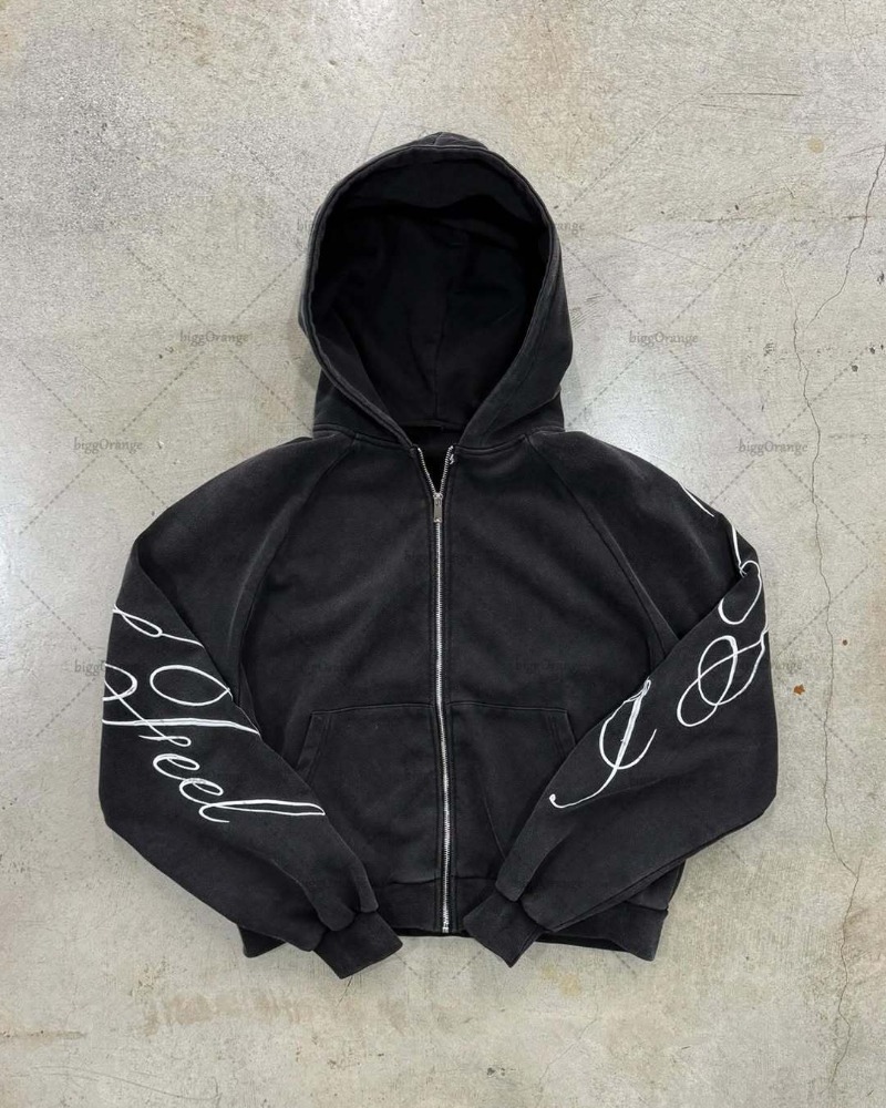 Y2K harajuku Gotik Mektup Bask - Mens Fashion Zip Up Hoodies incelemesi ve fiyatı