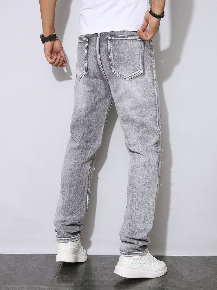 Erkek Sonbahar Kış Eskitilmiş  - Men'S Fashion Grey Jeans incelemesi ve fiyatı