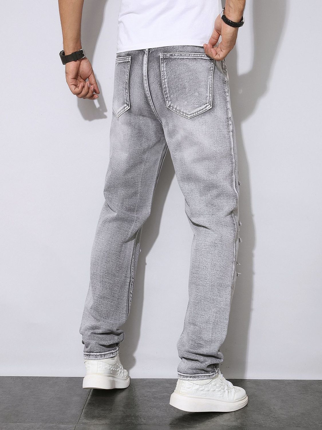 Erkek Sonbahar Kış Eskitilmiş  - Men'S Fashion Grey Jeans incelemesi ve fiyatı