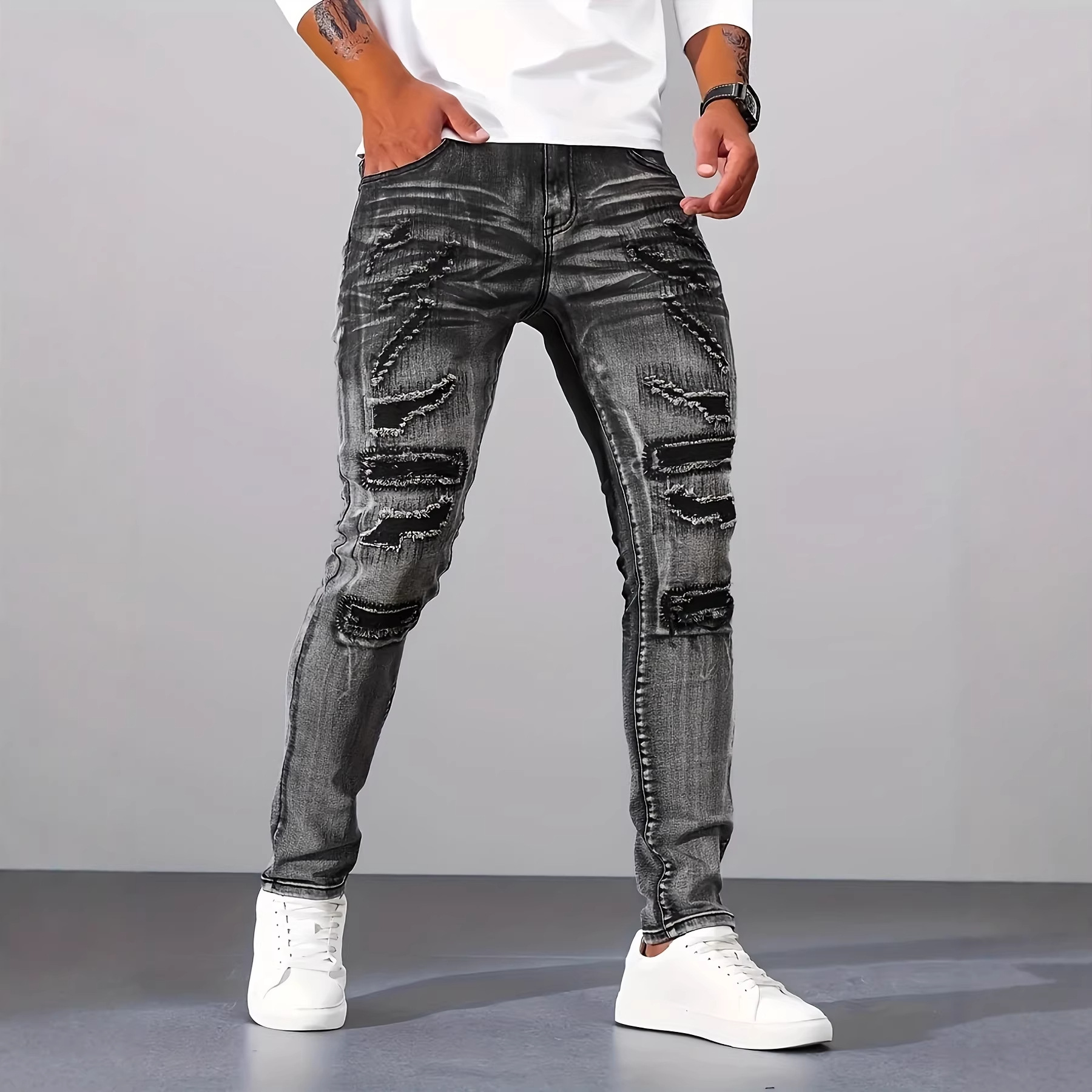 Erkek Gri Dar Kesim Sade Günlü - Men'S Fashion Grey Jeans incelemesi ve fiyatı