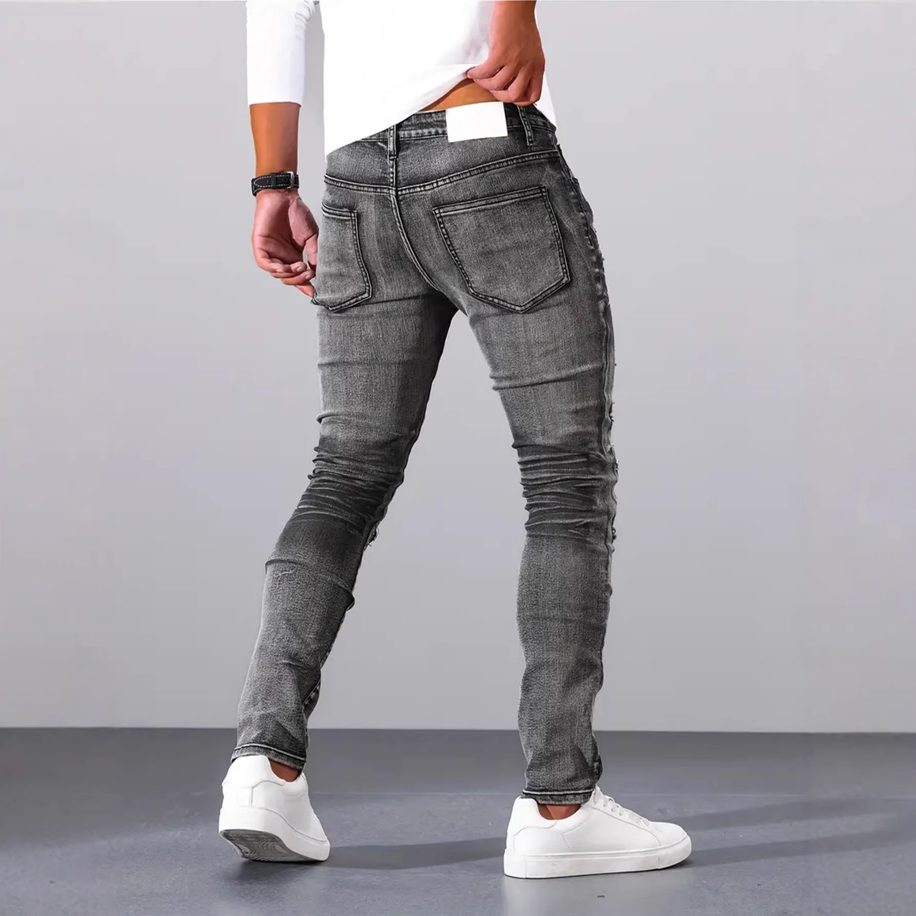 Erkek Gri Dar Kesim Sade Günlü - Men'S Fashion Grey Jeans incelemesi ve fiyatı