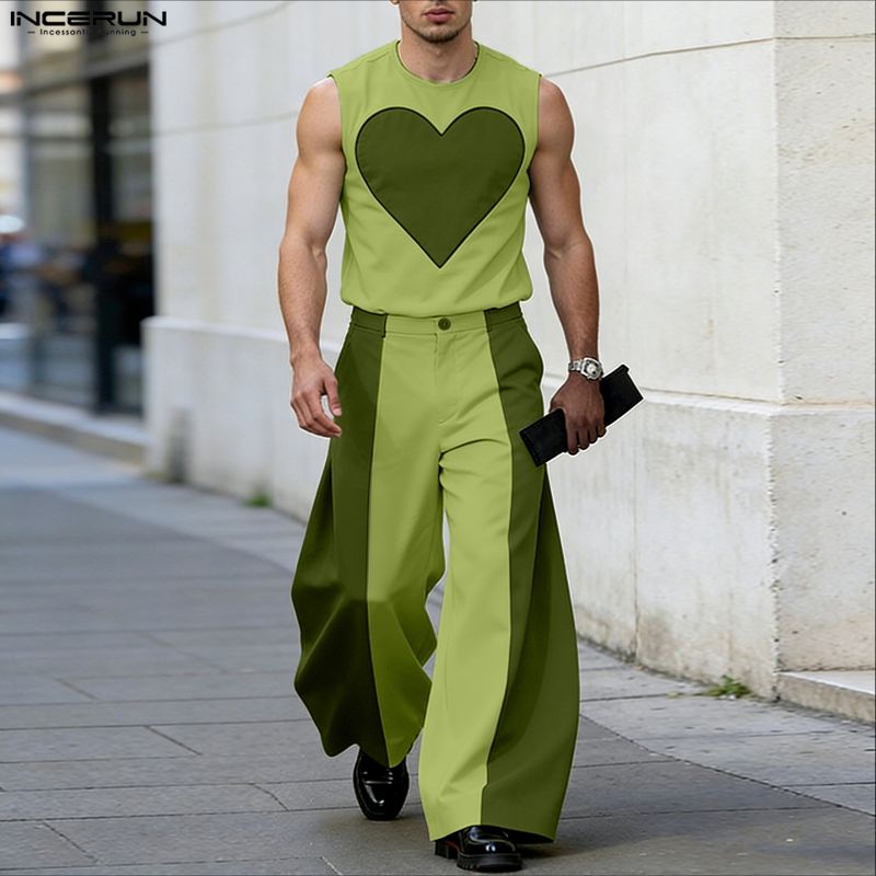 INCERUN erkek setleri Patchwor - Mens Fashion Summer incelemesi ve fiyatı