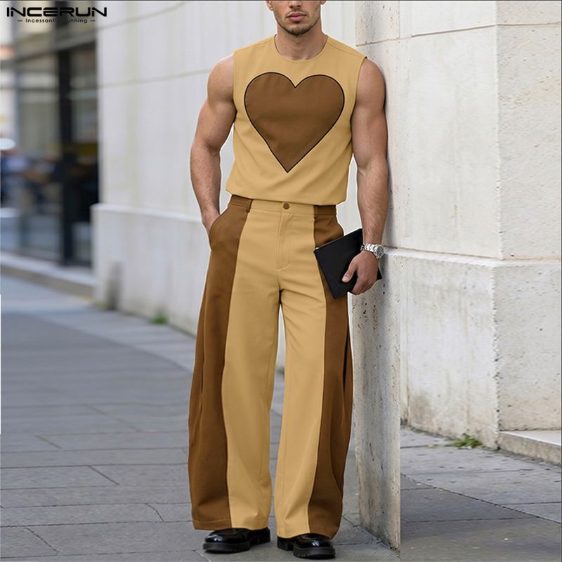 INCERUN erkek setleri Patchwor - Mens Fashion Summer incelemesi ve fiyatı