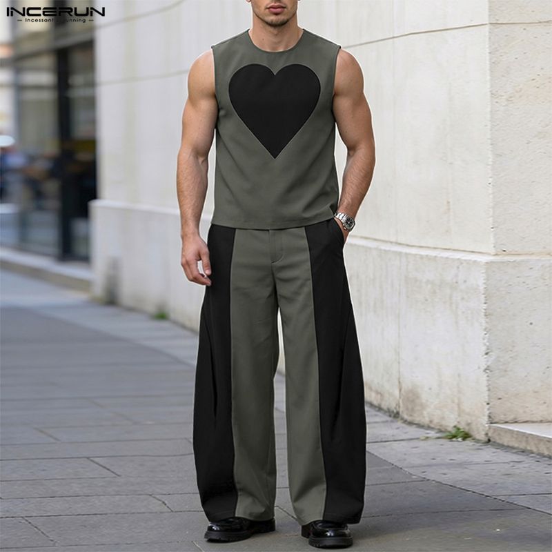 INCERUN erkek setleri Patchwor - Mens Fashion Summer incelemesi ve fiyatı