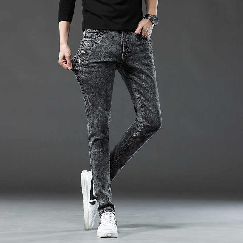 Klasik Ince Vintage Moda erkek - Men'S Fashion Grey Jeans incelemesi ve fiyatı